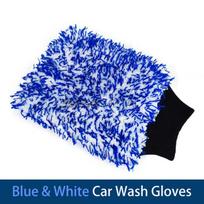 Microfiber Car Wash Brush Cleaning Gloves Plastic Handle Wheel Brush Double-Side Absorbent Clean Glove Car Washing Tool blue
