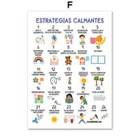 Ispanų vaikų ugdymas Emocijos Joga Orai Darželio Plakatas Nordic Drobės Tapyba Sienos Meno Spaudiniai Nuotraukos Kūdikio Vaikų Kambario Dekoras 21x30cm No Framed white