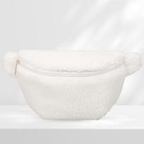 Unisex Furry Fanny Pack Užsegamas užtrauktuku Neryškus Crossbody Krepšys Madingas Daugiafunkcis sulankstomas lengvas rudens žiemos kasdieninis krepšys balta