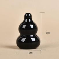 Obsidian Glossy Small Gourd Decoration Feng Shui Crafts Home Decoration Porch Living Room Office Desktop Decoration 30mm black