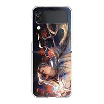 Case For Samsung Z Flip 3 4 5 Transparent fold Hard PC Shell For Galaxy Z Flip 3 5 Cover Comic Man Erha and His White Cat Master Galaxy Z Flip 5