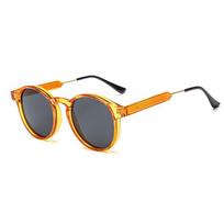 Classic Outdoor Sports Alloy Leg Unisex Women Traveling Driving UV400 Round Retro Sun Glasses Sunglasses Men  Delicate Jewelry oranžinė