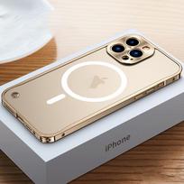 Metal Frame Magnetic Phone Case For iPhone 11 12 13 14 15 Pro Max Aluminum Alloy Full Lens Protection Cover For iPhone 13 Mini Plating Metal Back Case For iPhone 11 auksas