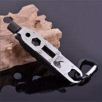 Ultimate Multitool Keychain - Compact Pocket Screwdriver Set Bottle Opener Led Flashlight For Camping Fishing & Hiking - Durable Steel Construction 1pc black