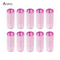 12 Pcs/set Pink Hair Curler Roller Large Grip Clips Curlers Hairdressing DIY Hair Styling Beauty Tools rožinė