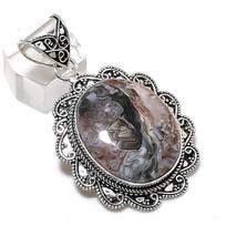 Laguna Lace Agate Gemstone Handmade 925 Sterling Silver Pendant 2.21  i5c56