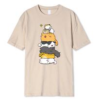 Katės Aukštai Šoka Gaudyti Drugelį Spausdinti Vyriški Drabužiai Mada Vasaros Marškinėliai Streetwear 100% Medvilnė Laisni Viršutiniai Drabužiai Kvėpuojantys Marškinėliai XL yellow