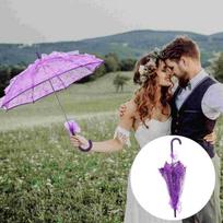 Nėrinių skėtis, fotorekvizitas, pamergių suknelės Elegantiškos skėčios vakarietiško stiliaus mergaitėms Violetinės Geležinės Vestuvių Baltos