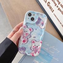 Cute Silicone Case for Xiaomi Redmi Note 13 12 11 Samsung A54 A24 A14 Oppo A78 A58 A38 Infinix Note 30 Pro Funda Bear Duck Cover Soft TPU Bumper iPhone 14 Plus gray