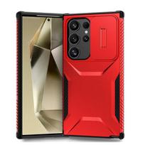 KEYSION Shockproof Armor Case for Samsung S24 Ultra 5G Slide Push Pull Camera Lens Protection Phone Cover for Galaxy S24+ Plus for Galaxy S24 Ultra juoda