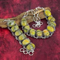 Bumblebee Jasper vėrinys, 925 prabos sidabro brangakmenių apyrankė, rankų darbo vėrinio ir apyrankės papuošalų rinkinys Motinos dienai Adjustable With 8"-18" geltona