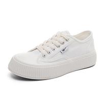Spring New Leisure Hong Kong Style Versatile Biscuit Shape Shoes Platform Canvas Shoes for Women Height Increasing 35