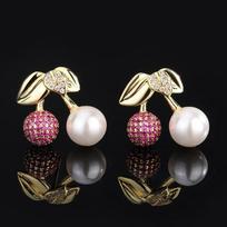 Small Cherry Pearl New Premium Temperament Dopamine Fresh S925 Silver Needle platina