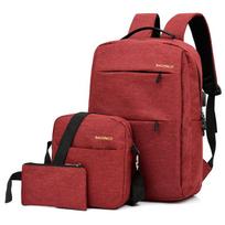 New casual men's backpack three-piece outdoor travel computer backpack female junior high school student schoolbag printing raudona
