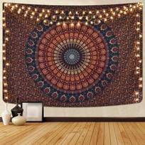 Povas Psichodelinis Mandala Sienų pakabinamas Gėlių gobelenas patalynei brown