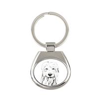 Senasis anglų aviganis - raktų pakabukas su šunimi, raktų pakabukas su spauda, personalizuotas pakabukas iš „Art-Dog“ prekės ženklo sidabras