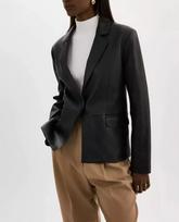 AL KHALID Real Lambskin Women Leather Party Handmade Black Blazer Stylish Formal Designer XS juoda