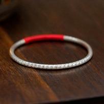 High Quality 999 Sterling Silver Engrave Bracelet &Bangle Jewelry Heart Sutra Letter Bracelet For Women Jewelry Party Gift 20g 60mm