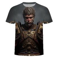 Domestic 3A Game Black Myth. Wukong Printed T-shirt China-Chic Versatile Men's Casual Short Sleeve Quick Drying Clothes S gray
