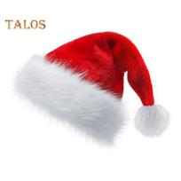 Unisex Kalėdų Kalėdų Senelio kepurė Itin didelė ir stora Naujųjų metų vakarėliui skirta beanie Kontrastinga spalva Elastinga Stora pliušinio dekoro Kalėdų Senelio Cosplay Šventiniai galvos apdangalai suaugusiems One Size A red