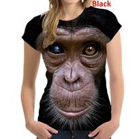 Women's New 3D Gorilla Funny Monkey T Shirt Personality Casual Cool Animal Short Sleeve Shirt S