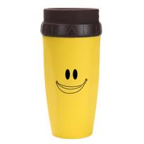 Nešiojamas „Twizz Cup“ nepralaidus kelioninis puodelis su šiaudiniu dvisluoksniu izoliuotu silikoniniu „Twist“ dizaino karšto / šalto gėrimo puodeliais vaikams A geltona