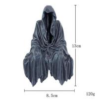 Juoda Grim Reaper statula Jaudinantis juodas chalatas Nightcrawler dervos darbalaukio figūrėlės papuošalai Siaubo vaiduoklio skulptūros dekoracijos gray