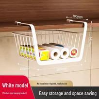 Virtuvės ritinėlių kabykla be smūgių: Spintelė popierinių rankšluosčių laikymui Cabinet hanging basket medium-white balta