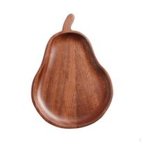 Kaimiška medinė lėkštė padavimui, skirta svečių priėmimui pear shaped brown