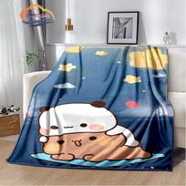 Cartoon Print Bear and Pa Blanket Cute Bubu  Dudu Series  Kids Warm Flannel Soft Comfortable Home Bed 30x40in