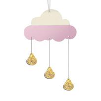 Nordic Style Wooden Hanging Decoration Cloud Glitter Water Drop Kids Room Decor rožinė