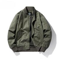 Spring and Autumn Jacket Men's Coat Baseball Uniform Loose Military Aviator Pure Cotton Workwear Cotton Jacket XL black