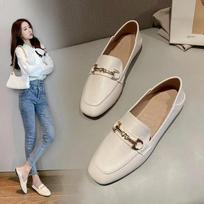 Spring New Shoes Women's One Step Anti slip Flat Bottom English Style Leisure Lefu Shoes Soft Sole Lazy Bean Shoes 35