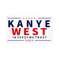 2024 m. vėliava Kanye Music West Flag gobelenas 3x5 Ft reklamjuostė, skirta lauko dekoravimui One Size balta
