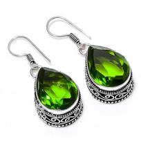 Peridot brangakmenio rankų darbo 925 sterlingų sidabro papuošalų auskarai 1,50 1.5 žalia