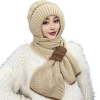 Žieminė megzta kepurė šalikas šilta neperpučiama apsauga nuo ausų šaltu oru lauke F beige