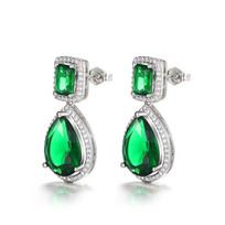 Aesthetic Female Temperament Drop Earrings with Green Crystal Dainty Accessories for Anniversary Party Fashion Jewelry gray