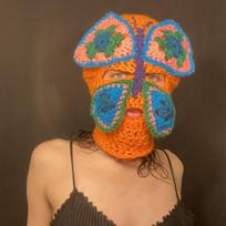 Hand-knitted Halloween personalized funny horn mask Winter warm adult headgear