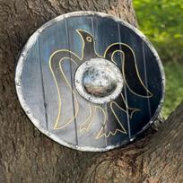 Vikingų skydas 45,72 cm medinis vikingų Valhalos varnų skydas vyrams Morse Cosplay skydas gray