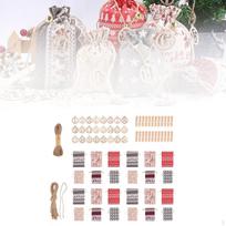 24Pcs Christmas Advent Calendar Bags with Wooden Clips Reusable Holiday Decorations 24 Days Burlap white