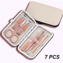 Manikiūro nagų kirpimo mašinėlių pedikiūro rinkinys, nešiojamas kelioninis higienos rinkinys nerūdijančio plieno nagų kirpimo įrankių rinkinys 7pcs beige