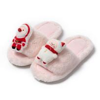 Santa Claus Opens Cotton Slippers for Winter Home Indoor Plush Slippers for Women Warm Furry Slippers for Women 38 rožinė