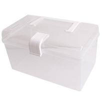 Sandėliavimo dėžutė nuo dulkių, matoma, plastikinė, didelės talpos, veido kaukių konteineris bendrabučiui S white