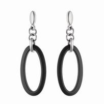 Boucles d'oreilles - Jennah - Argent Massif Rhodié 925 - Céramique Noire - Grand Modèle - Système Poussettes juoda