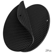 2Pcs/Set Silicone Mats Heat Resistant Flexible Hot Pot Holder Hot Pads Microwave Mat Non-Slip Drying Mat 2Pcs/Set pilka