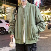 Spring and Autumn Trend Hong Kong Style Men's Clothing Handsome Baseball Collar Flight Jacket Fat Men's Fattened Large Size Loose Casual Jacket M