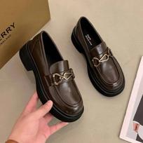 New Women's Flat Shoes One-step Wearable Black Autumn British Mary Jan Shoes Small Leather Thick Bottomed Luck 35