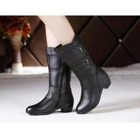 Women's Mother Female Ladies Leather Shoes Boots Botas Knee High Zipper Winter Warm Plush Mid Calf Plus Size Mid-calf Snow Boot 35