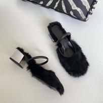 fashion Round Toe Women Slides Slippers Leopard/Orange/Black Shallow Back Strap Fur Flip Flips Square Thick Mid Heels Party Slides Mules 5.5 juoda