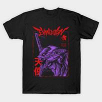 Men Black Print T-shirt Evangelion No-Cut Transfer Paper Print Cotton Tshirt 4XL juoda